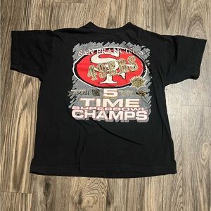 49ERS Champs Black Graphic Tee with Red and White Front Print✨